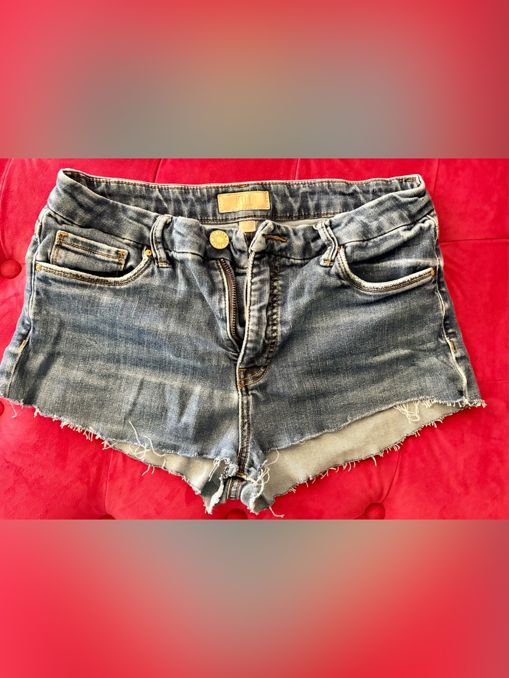 Kut from the Kloth Distressed Blue Denim Cutoff Shorts